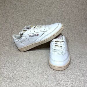 Reebok Club C 85 Cloud White Purple Women’s Retro Leather Low Top Shoes 10